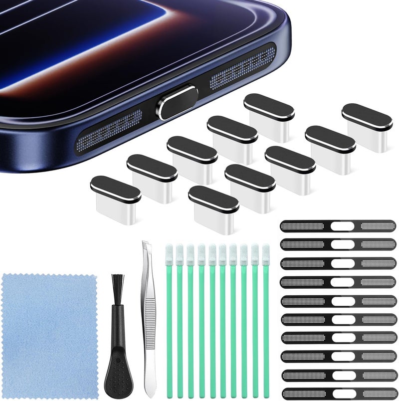 Goweewon USB C Dust Plug, 10 Pack USB C Port Cover with Speaker Dust Mesh Cover and Type C Charging Port Plug Protector Cover Compatible with iPhone 17 Pro Max - Image 1